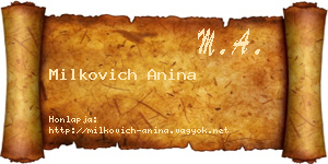 Milkovich Anina névjegykártya